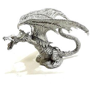 Pewter Dragon Figurine Rhinestone Tongue Rawcliffe Pewter RF3955 AD & D